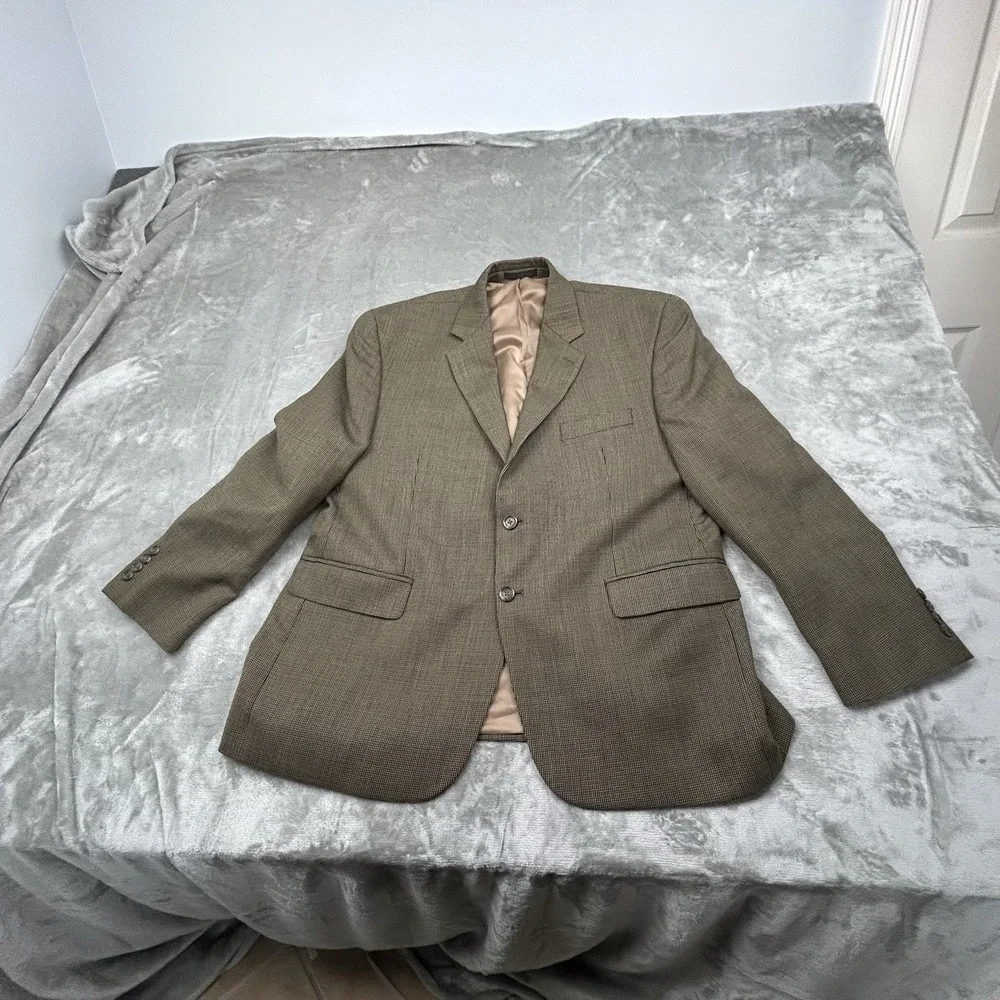 Lauren Ralph Lauren 100% Wool Brown Micro Houndstooth Blazer 44s